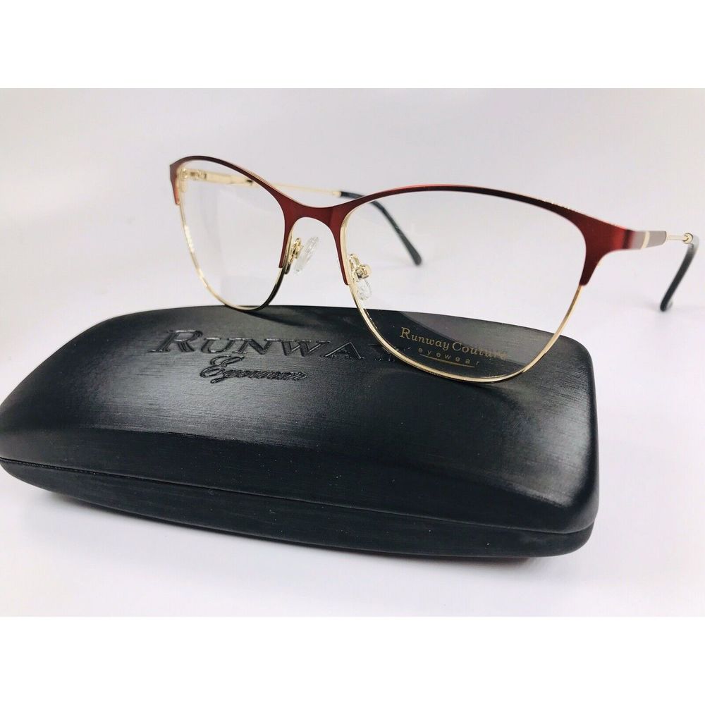 New Designer Inspired Runway Couture RCE-295 Wine & Gold Eyeglasses 55mm w/Case
